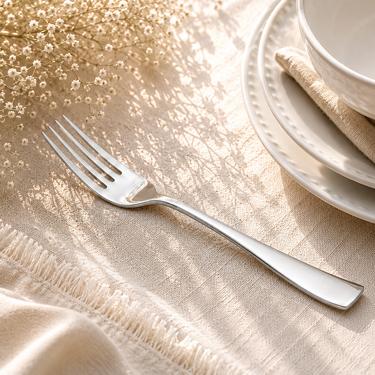 Polish 6-Piece Stainless Steel Silver Table Fork Set