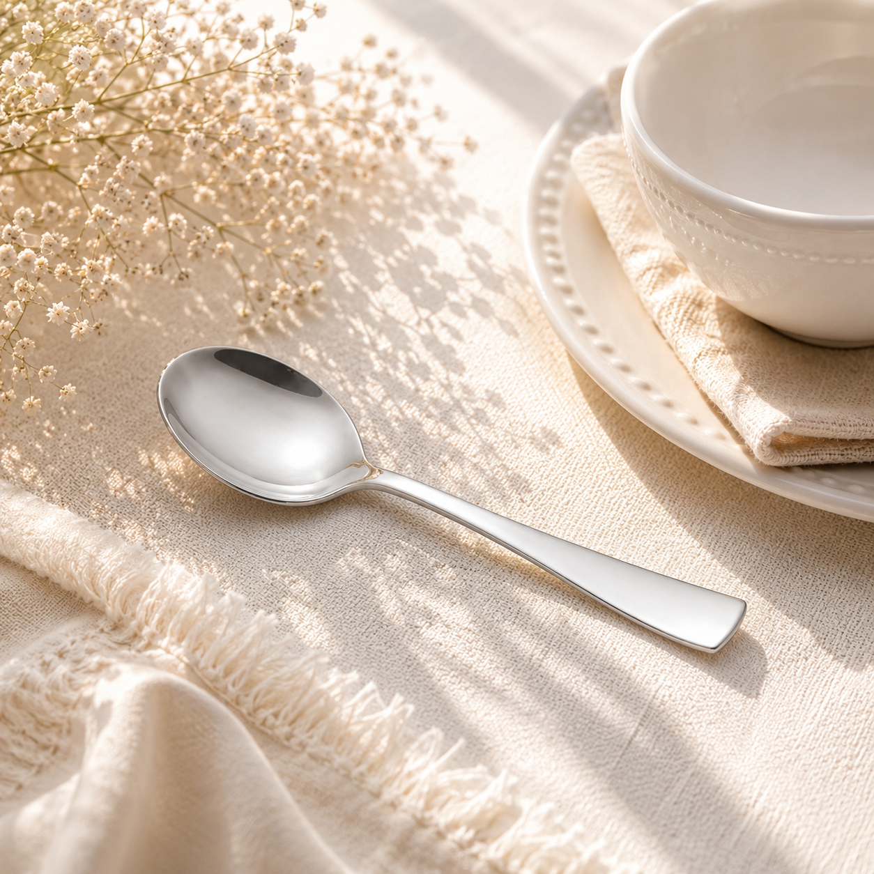 Polish 6-Piece Stainless Steel Silver Baby Soup Spoon Set