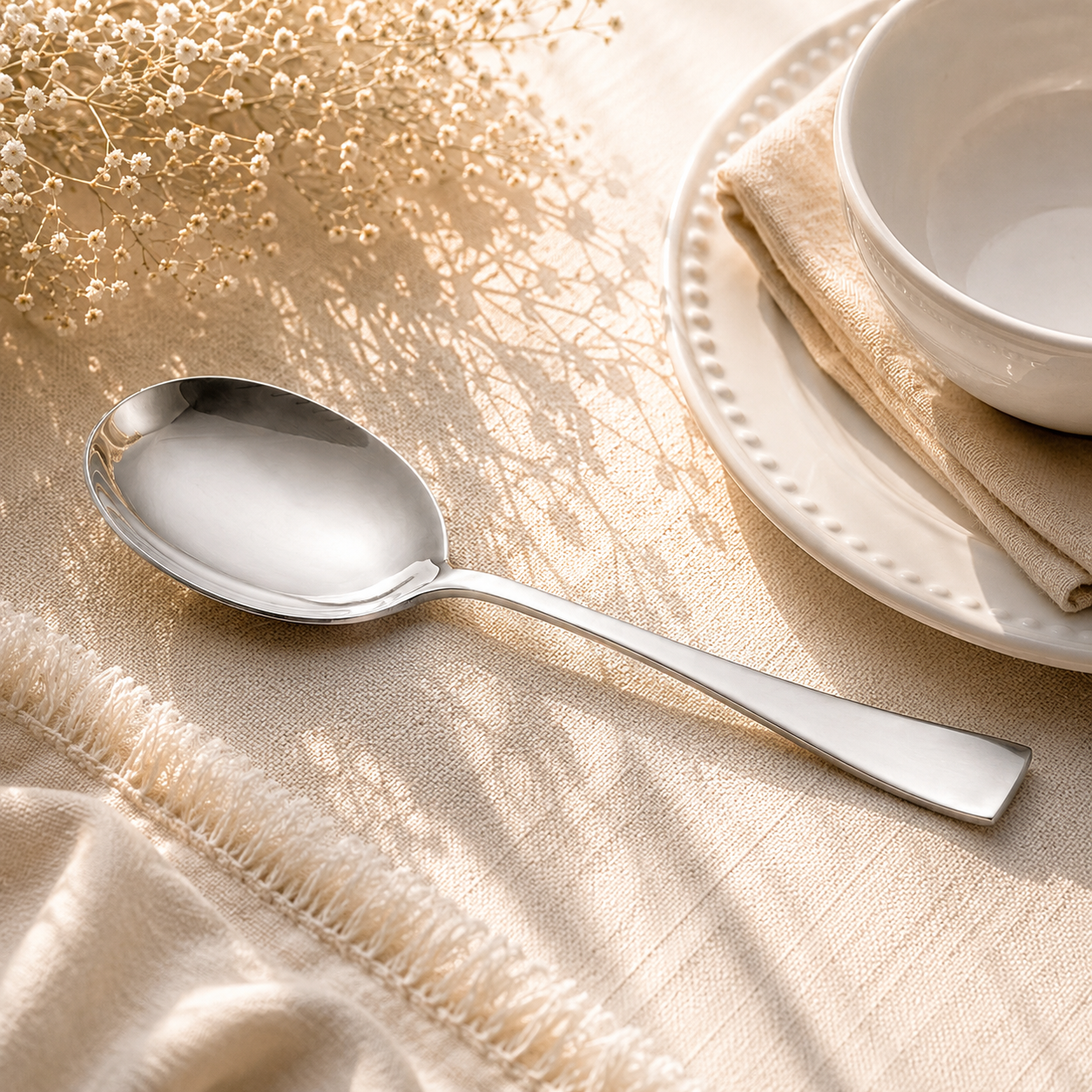Polish Stainless Steel Silver Serving Rice Spoon