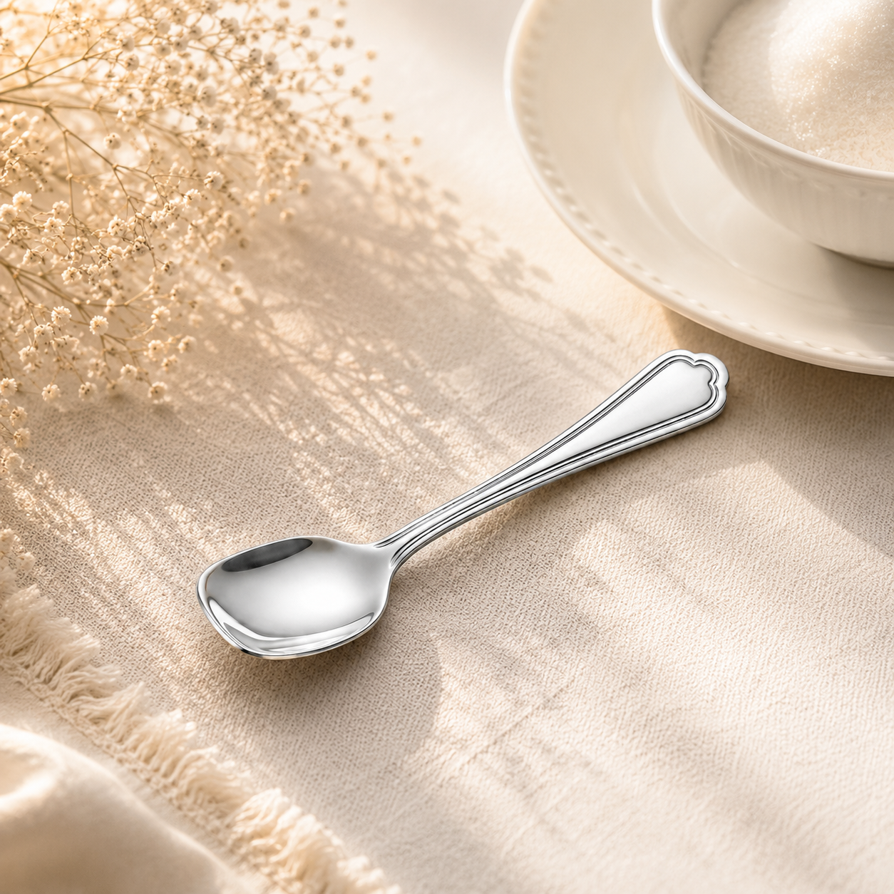 Moon 6-Piece Stainless Steel Silver Sugar Spoon Set