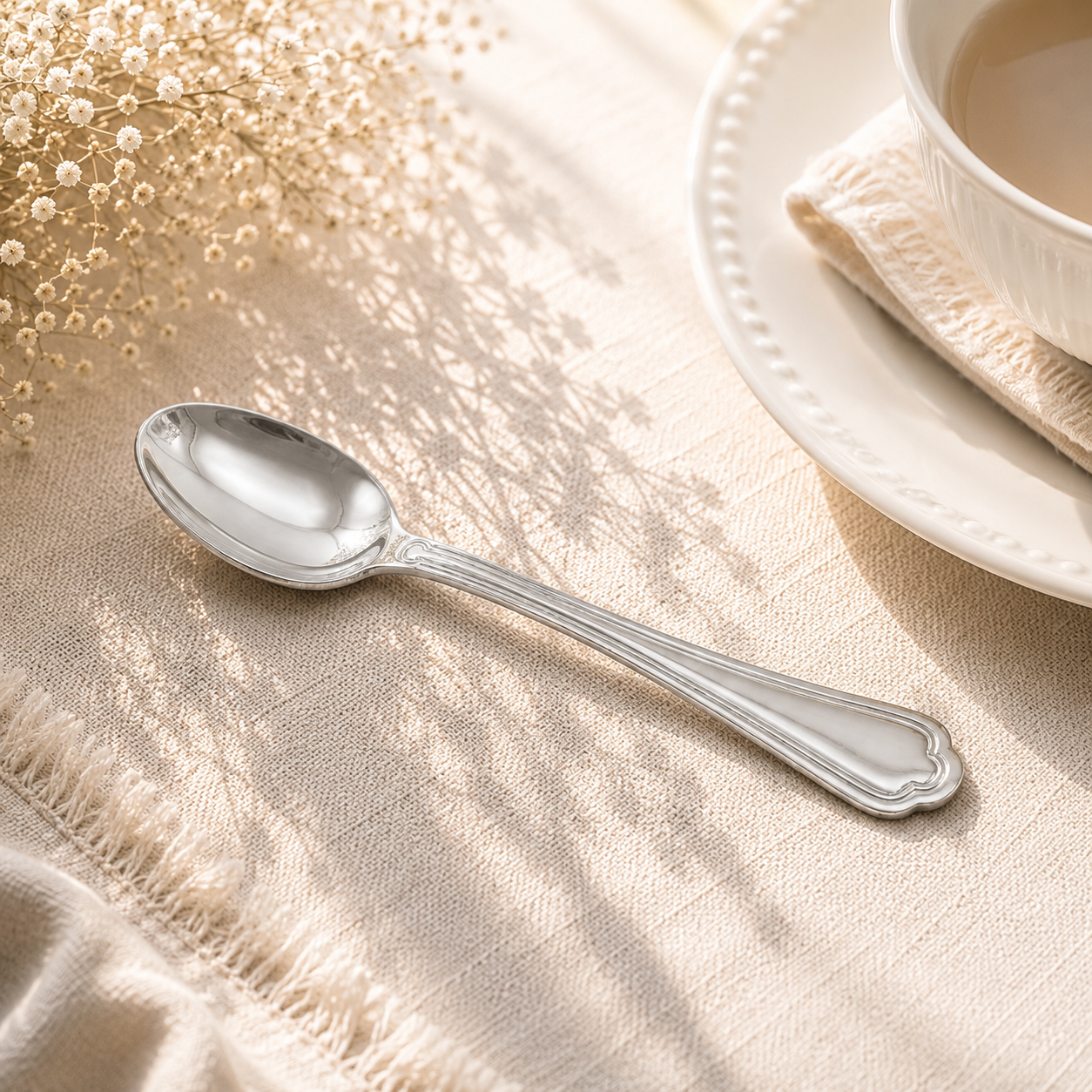 Moon 6-Piece Stainless Steel Silver Tea Spoon Set