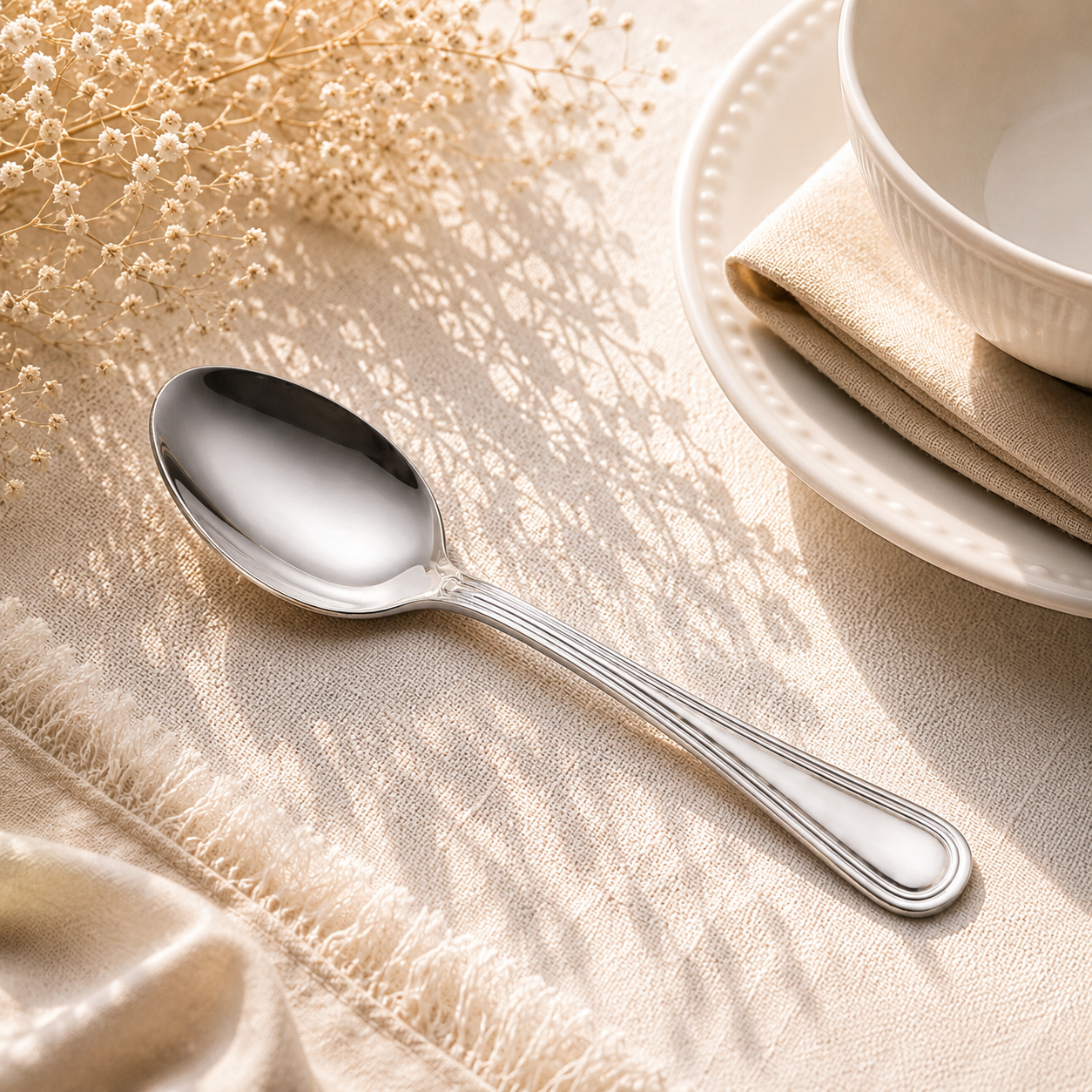 Moon 6-Piece Stainless Steel Silver Table Spoon Set