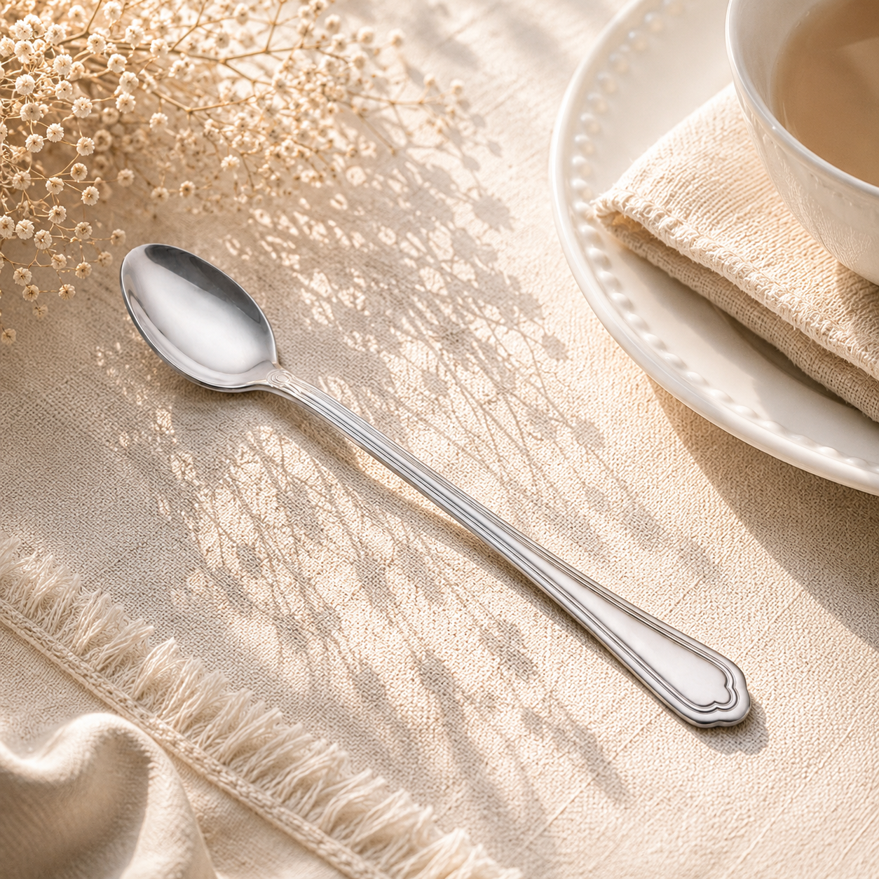 Moon 6-Piece Stainless Steel Silver Long Tea Spoon Set