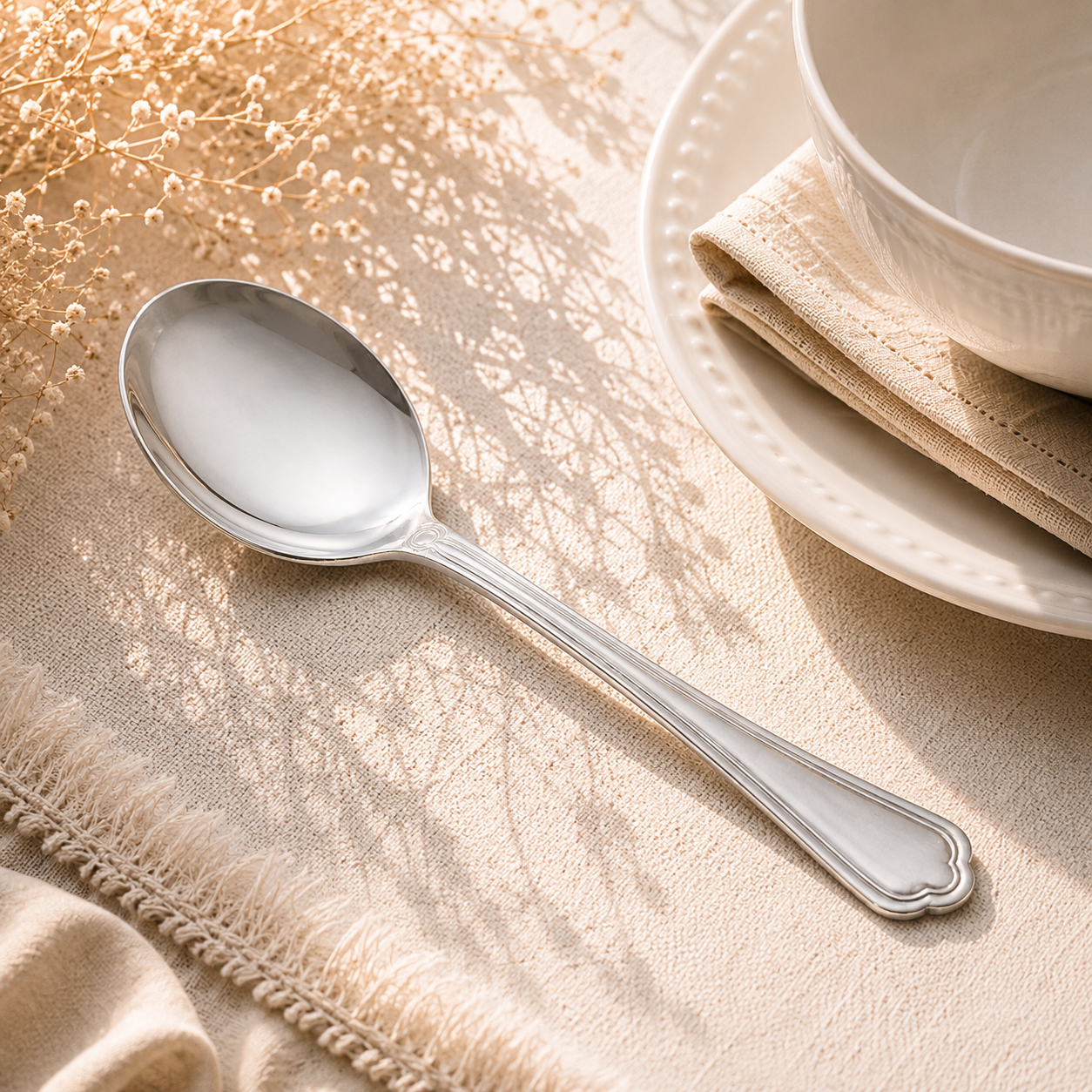 Moon 6-Piece Stainless Steel Silver Table Soup Spoon Set