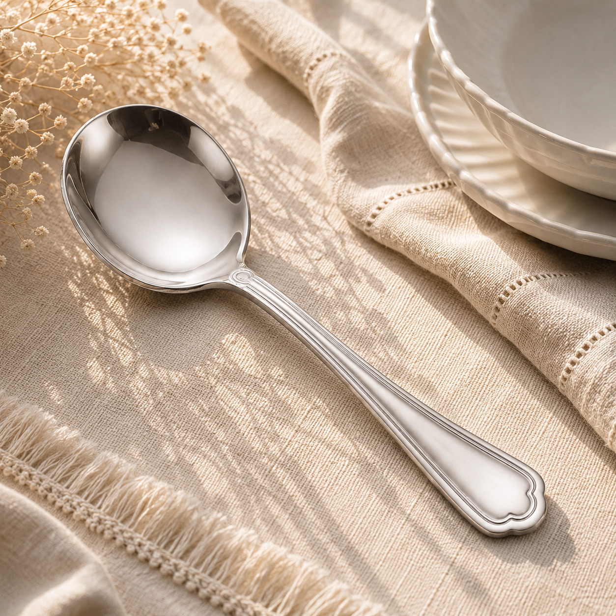 Moon Stainless Steel Silver Serving Soup Spoon