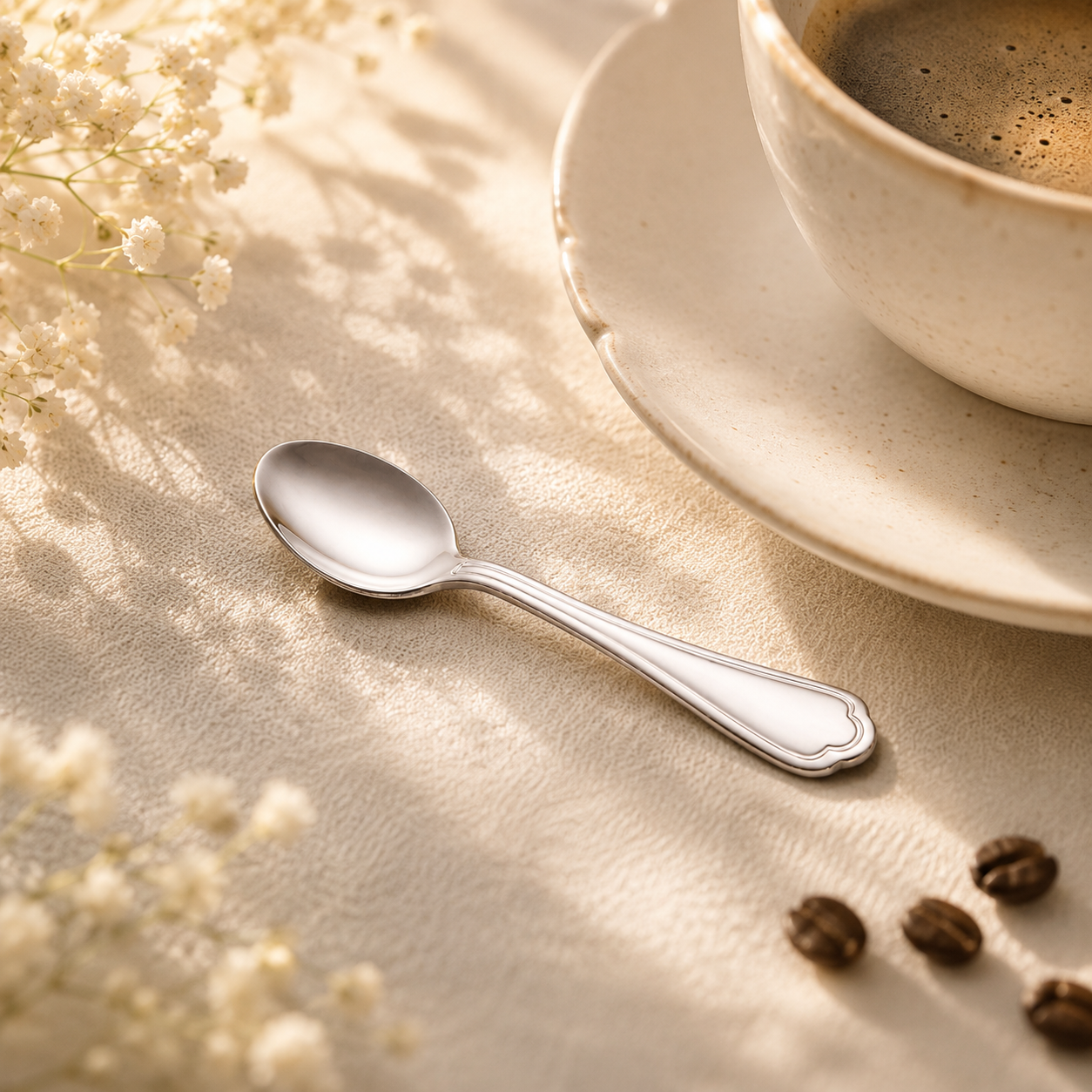 N.F Moon 6-Piece Stainless Steel Silver Coffee Spoon Set