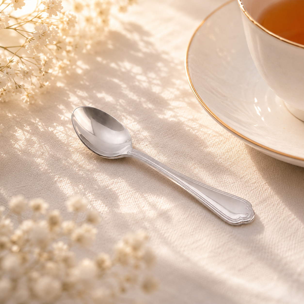 N.F Moon 6-Piece Stainless Steel Silver Tea Spoon Set