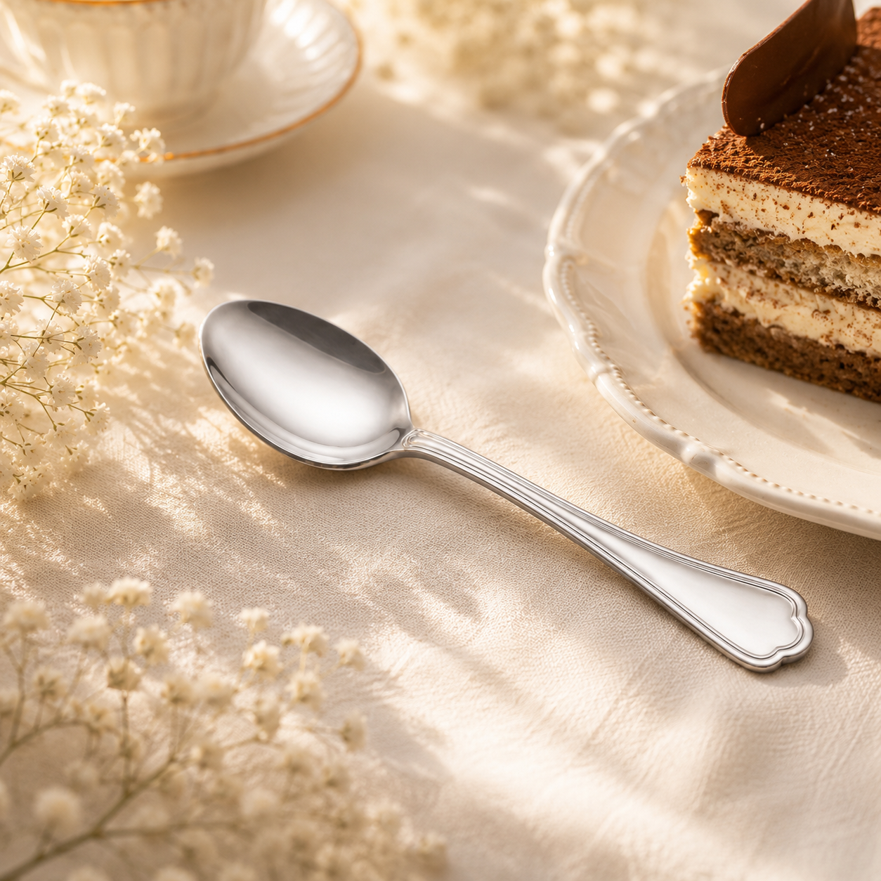 N.F Moon 6-Piece Stainless Steel Silver Dessert Spoon Set