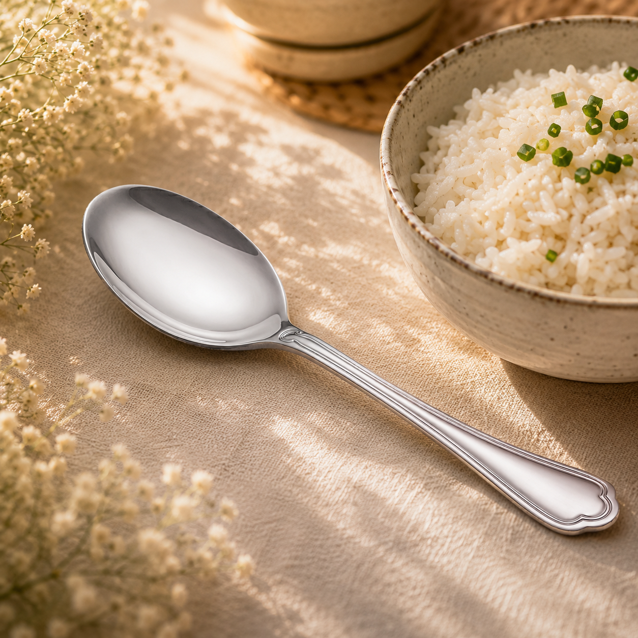 N.F Moon Stainless Steel Silver Serving Rice Spoon