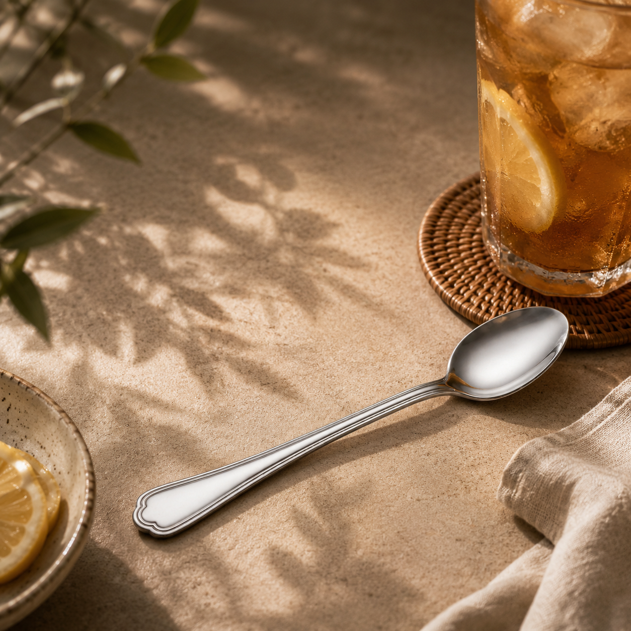 N.F Moon 6-Piece Stainless Steel Silver Long Tea Spoon Set