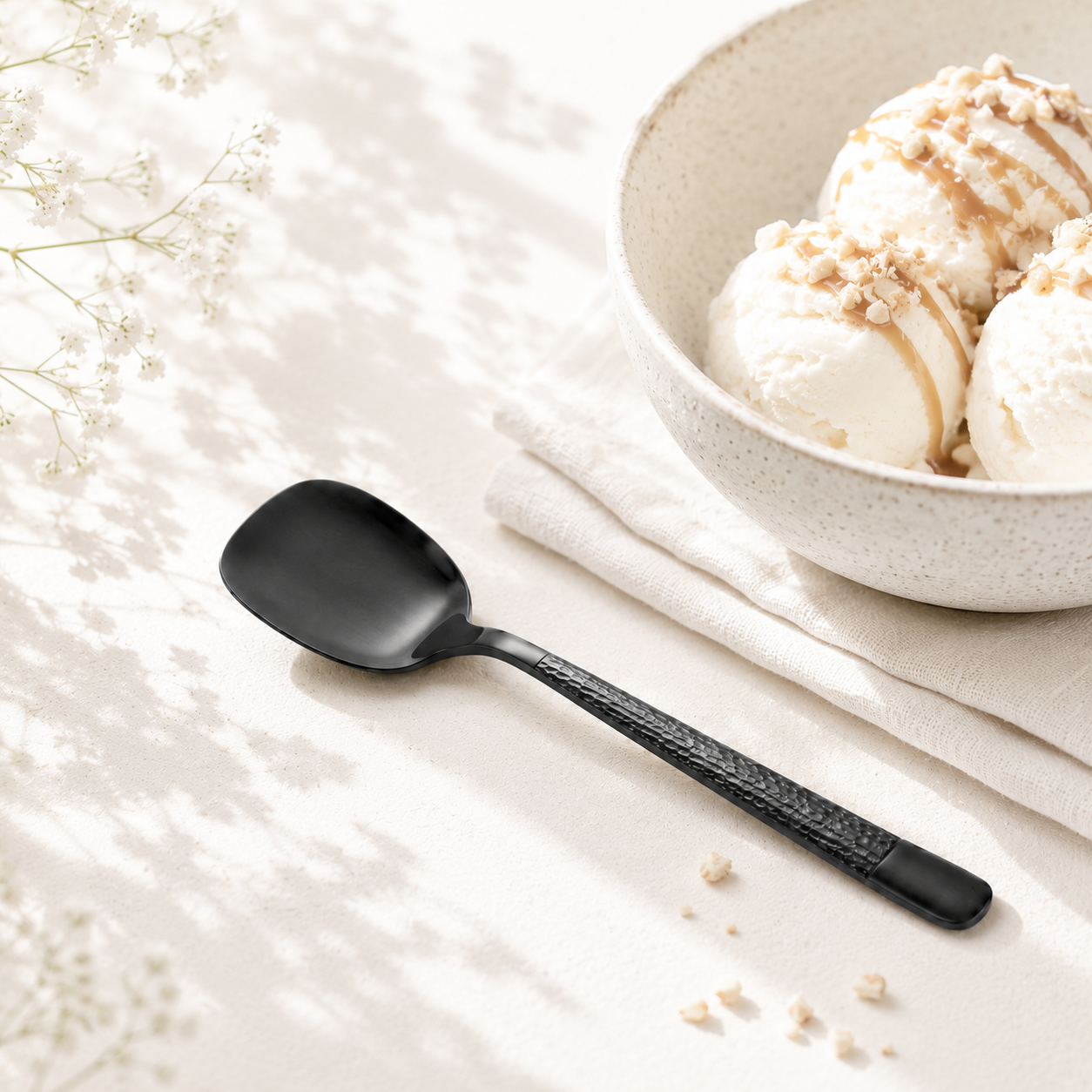 Black Tree Stainless Steel Black Ice Cream Spoon Set