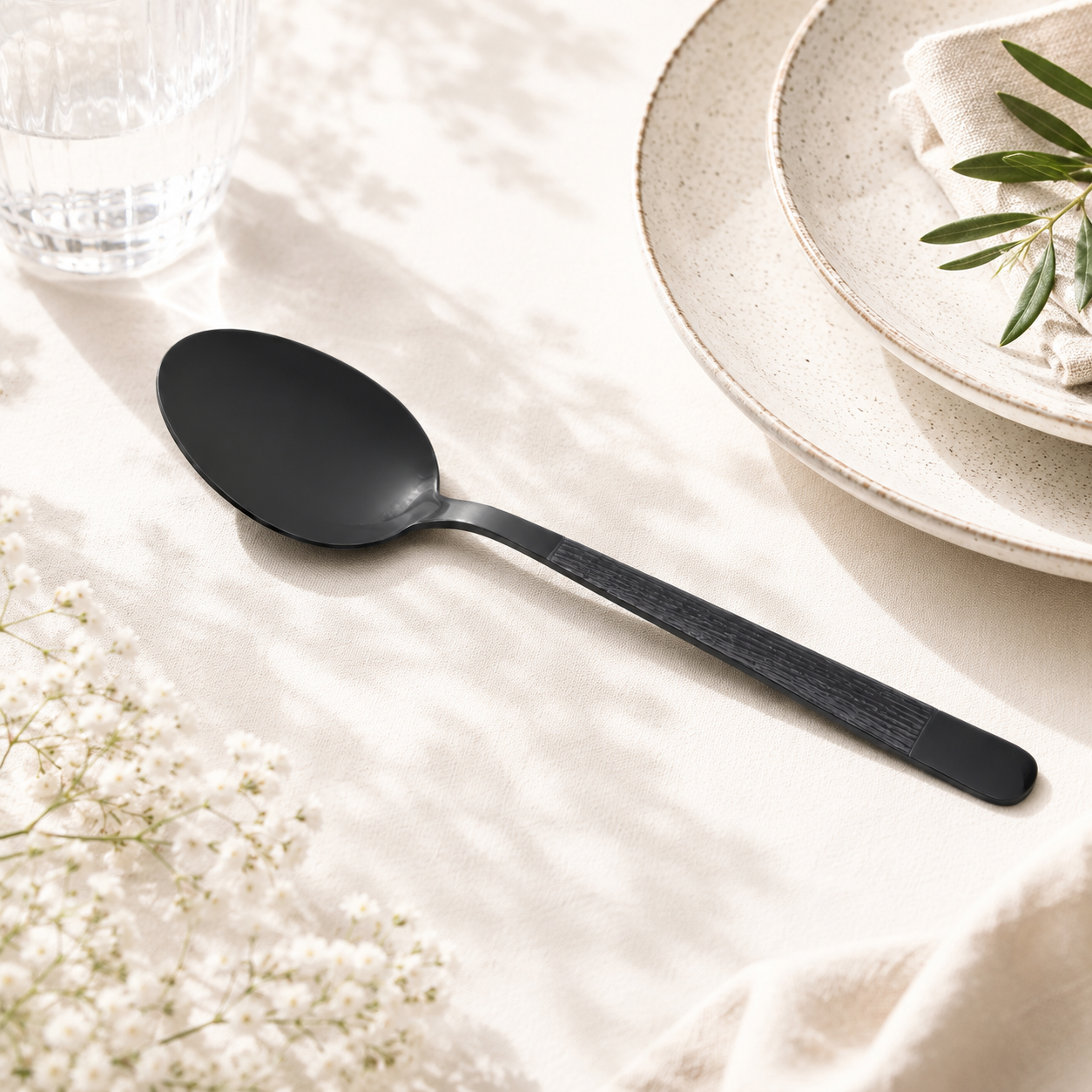 Black Tree 6-Piece Stainless Steel Black Table Spoon Set