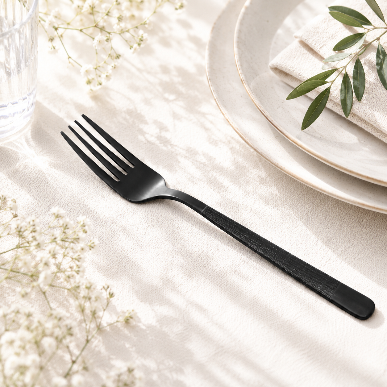 Black Tree 6-Piece Stainless Steel Black Table Fork Set
