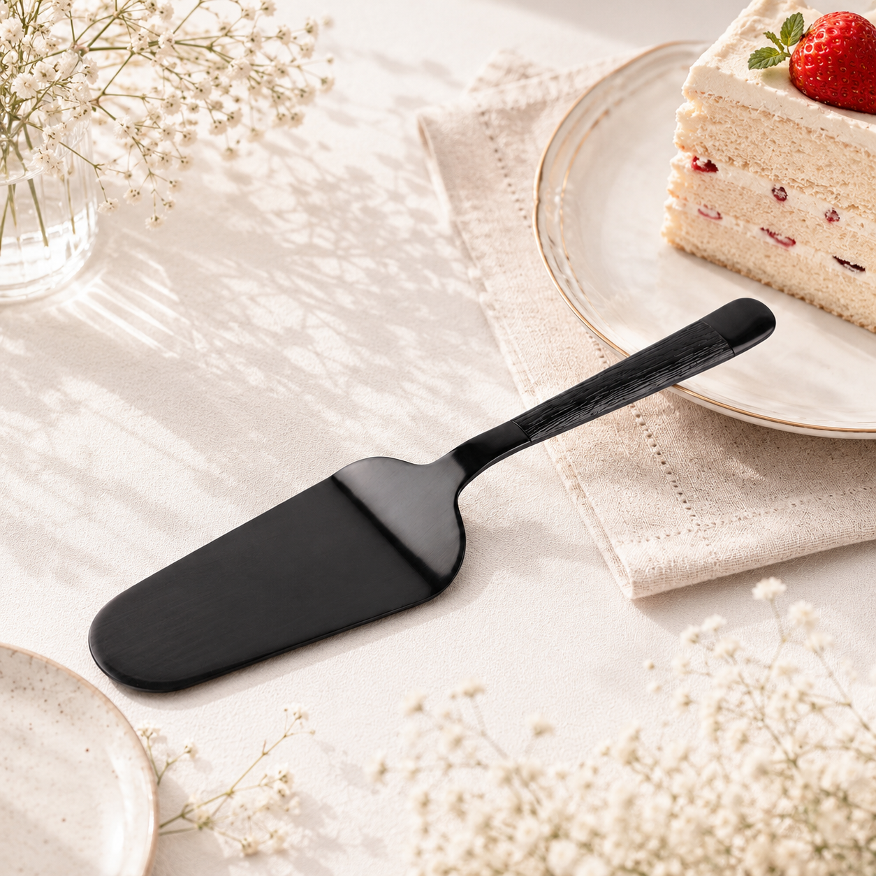 Black Tree 2-Piece Stainless Steel  Black Cake Lifter