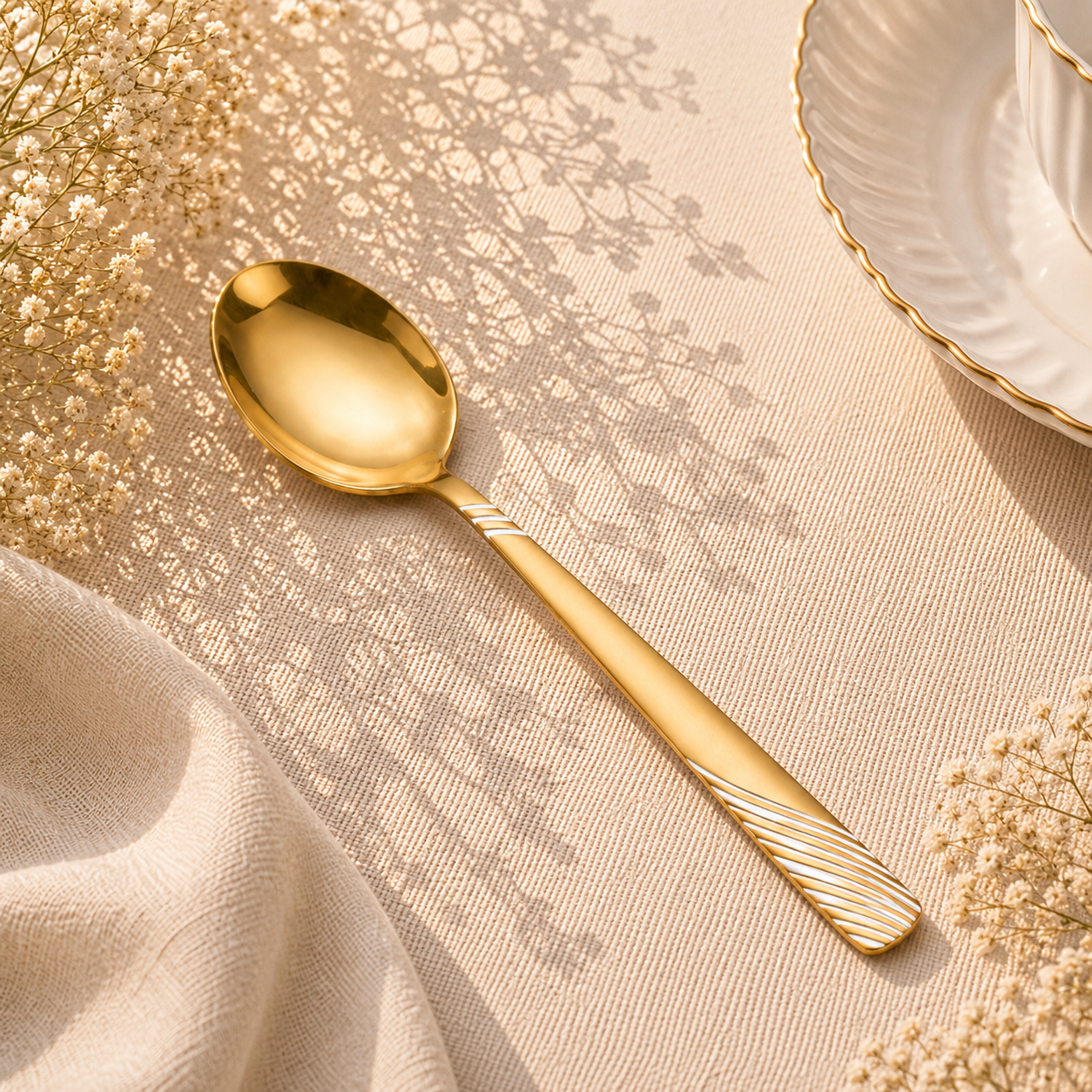 Blaze TPO Gold 2-Piece Stainless Steel Golden Serving Soup Spoon Set