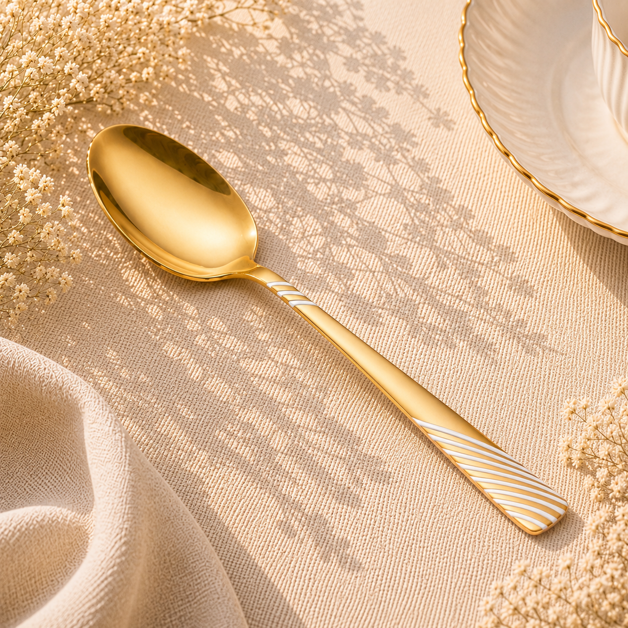 Blaze TPO Gold 2-Piece Stainless Steel Golden Serving Rice Spoon Set