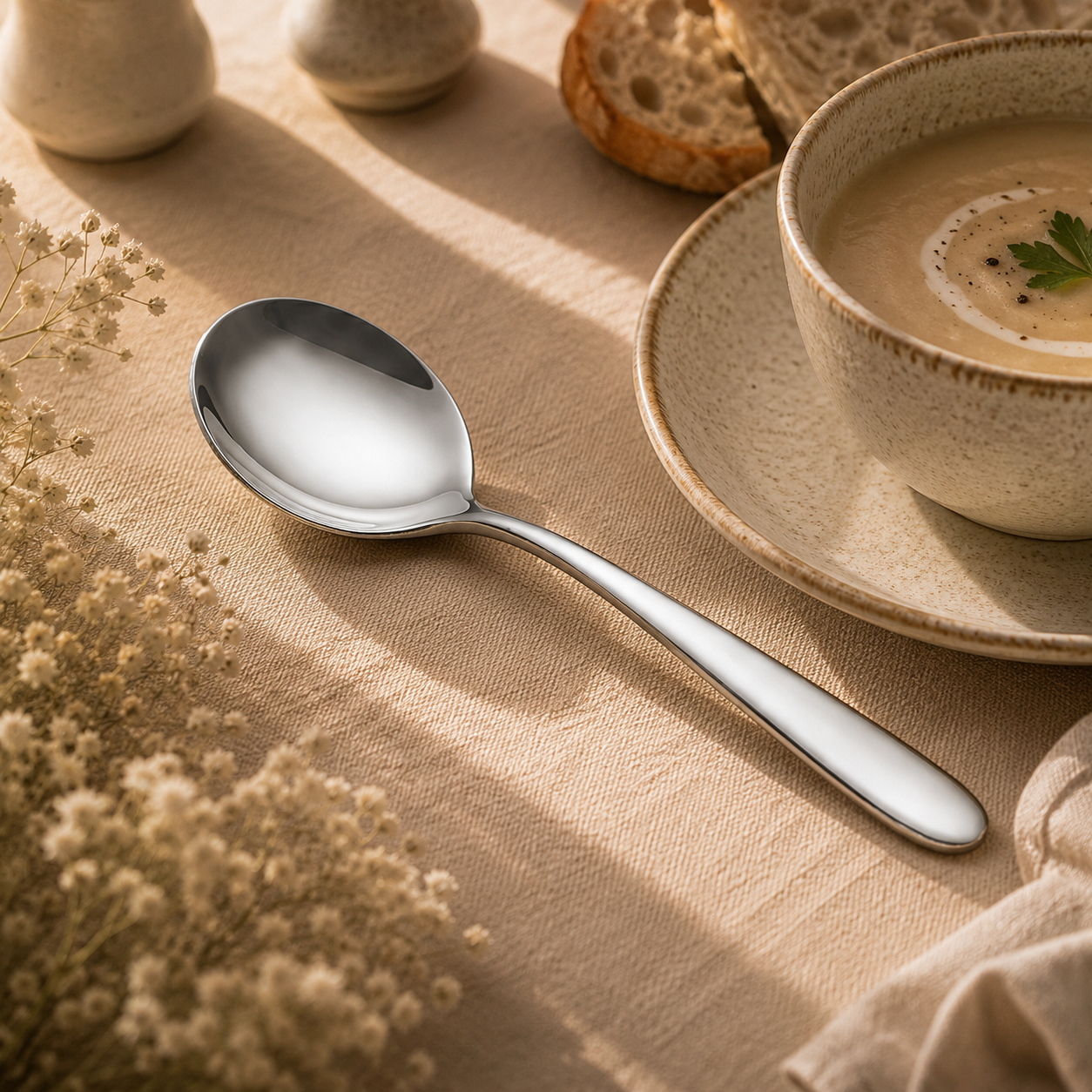 Value 6-Piece Stainless Steel Silver Table Soup Spoon Set