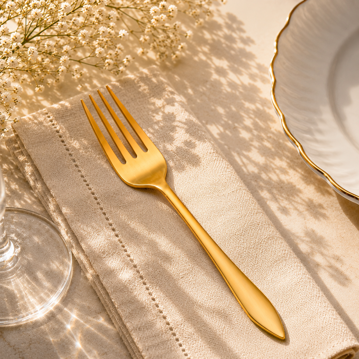 H.P 6-Piece Stainless Steel Golden Table Fork Set