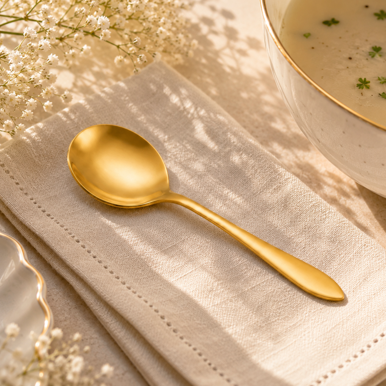 H.P 6-Piece Stainless Steel Golden Baby Soup Spoon Set