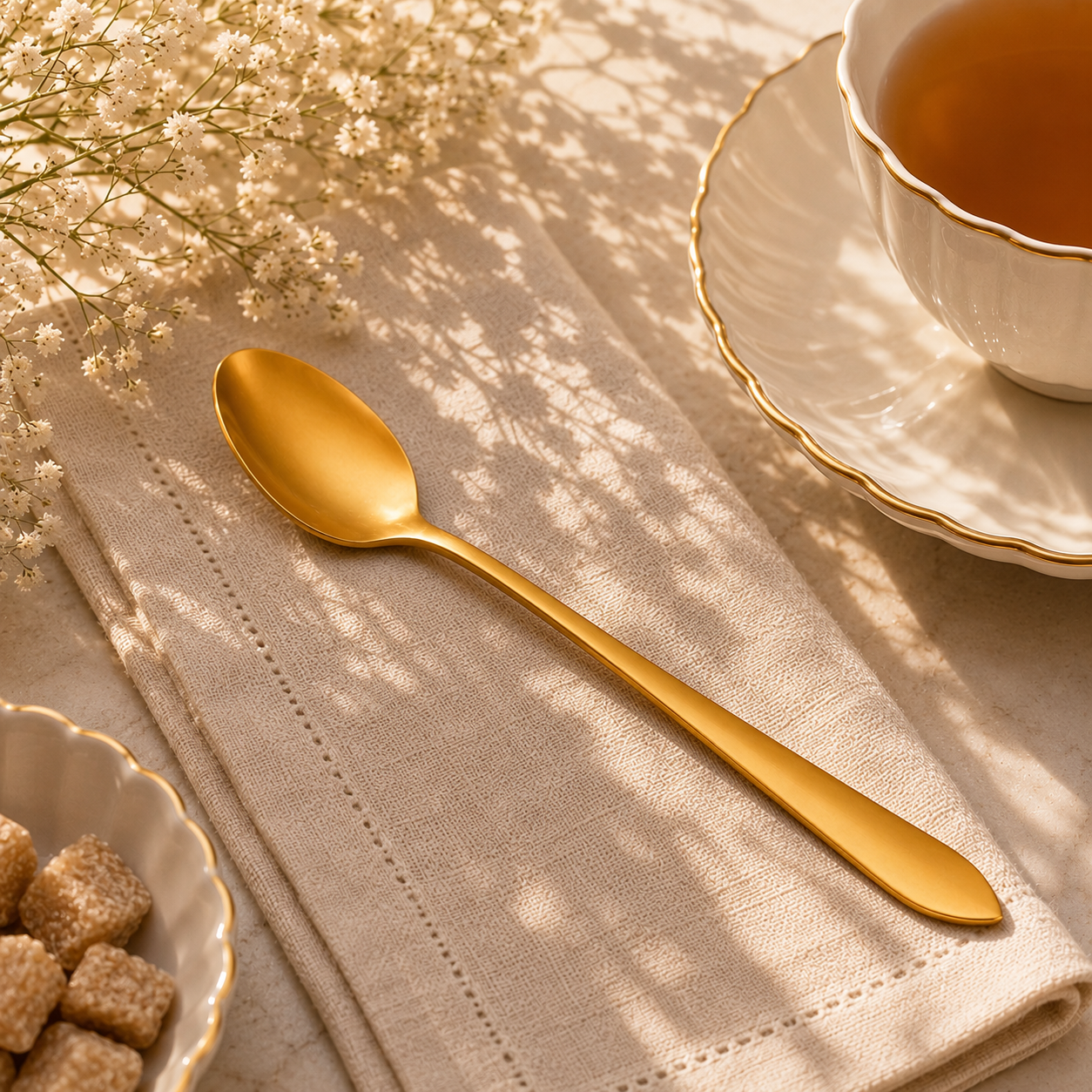 H.P 6-Piece Stainless Steel Golden Long Tea Spoon Set