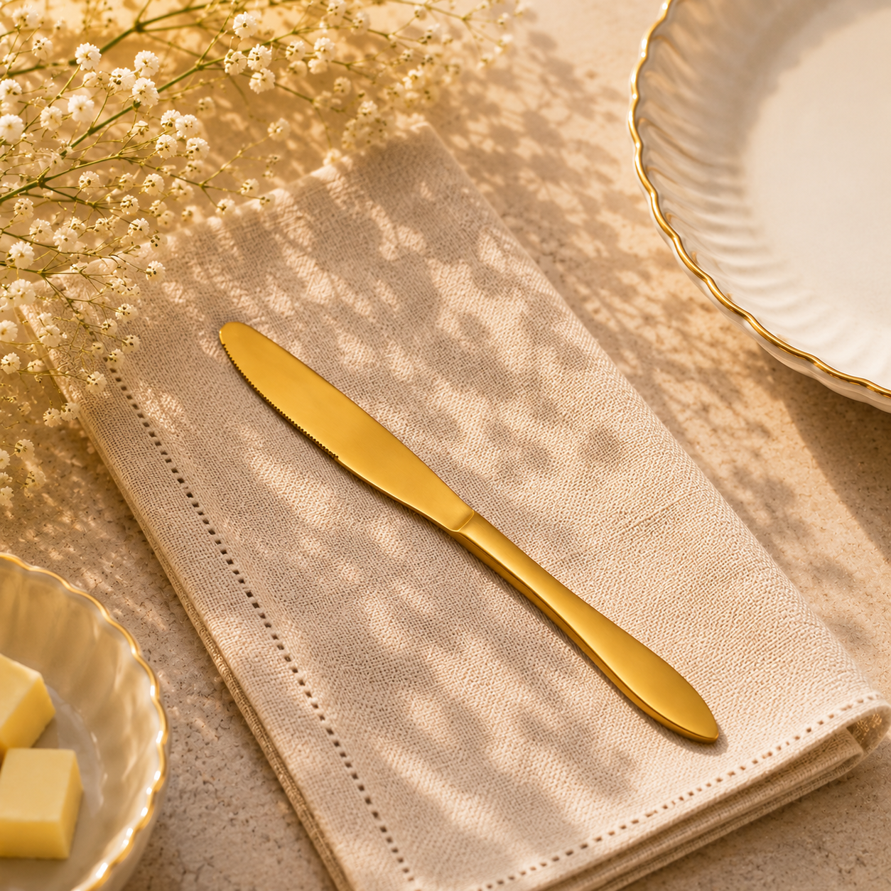 H.P 6-Piece Stainless Steel Golden Table Knife Set
