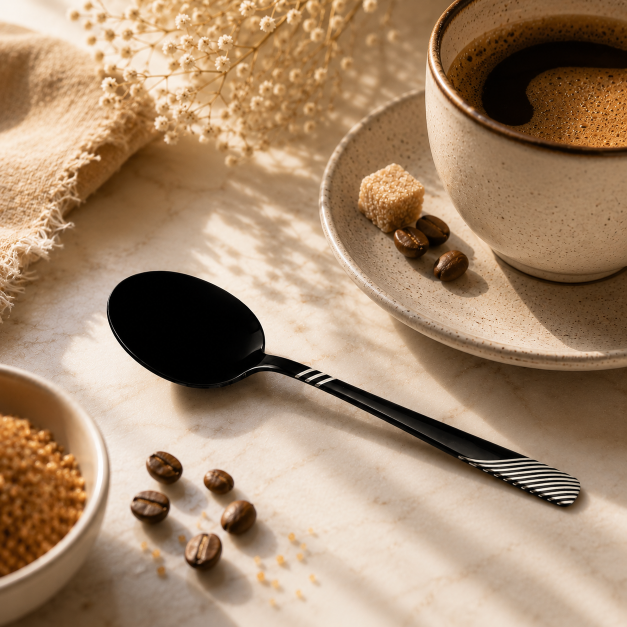 Blaze TPO 6-Piece Stainless Steel Black Coffee Spoon Set