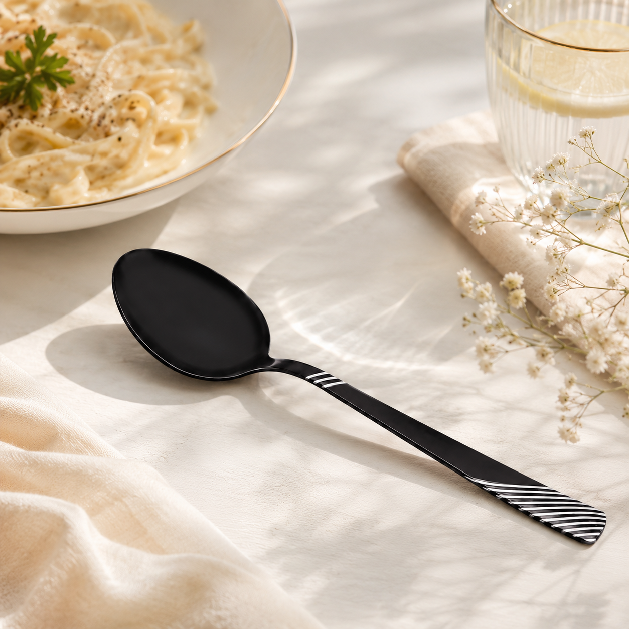 Blaze TPO 6-Piece Stainless Steel Black Table Spoon Set