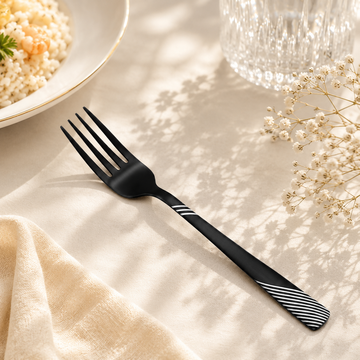 Blaze TPO 6-Piece Stainless Steel Black Table Fork Set
