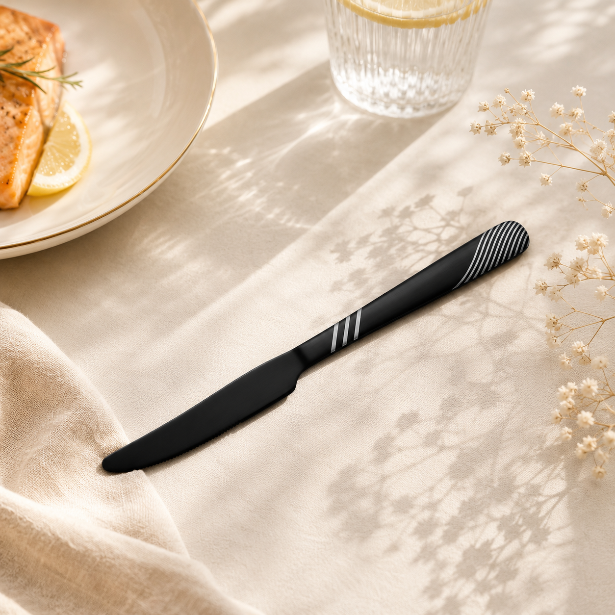 Blaze TPO 6-Piece Stainless Steel Black Table Knife Set