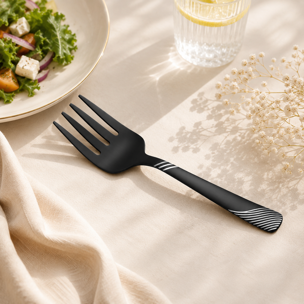 Blaze TPO 2-Piece Stainless Steel Black Serving Fork Set