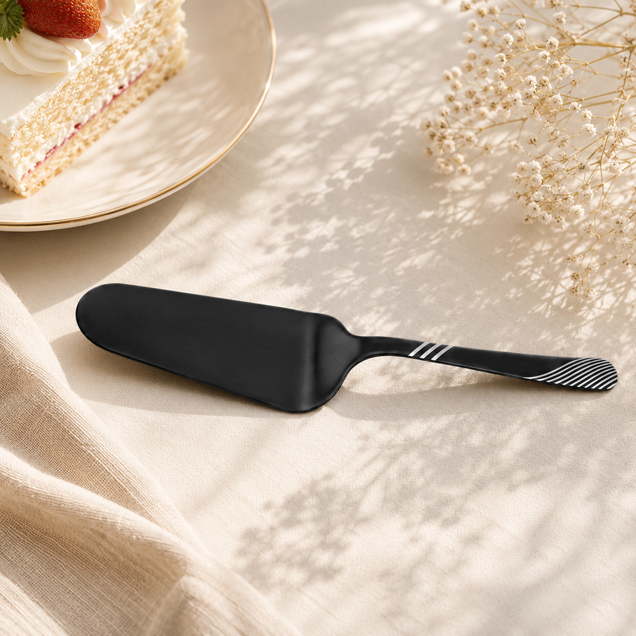 Blaze TPO 2-Piece Stainless Steel Black Cake Lifter Set