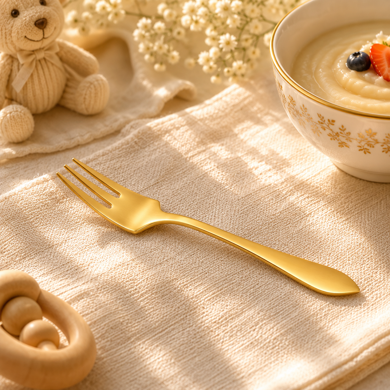 H.P 6-Piece Stainless Steel Golden Baby Fork Set