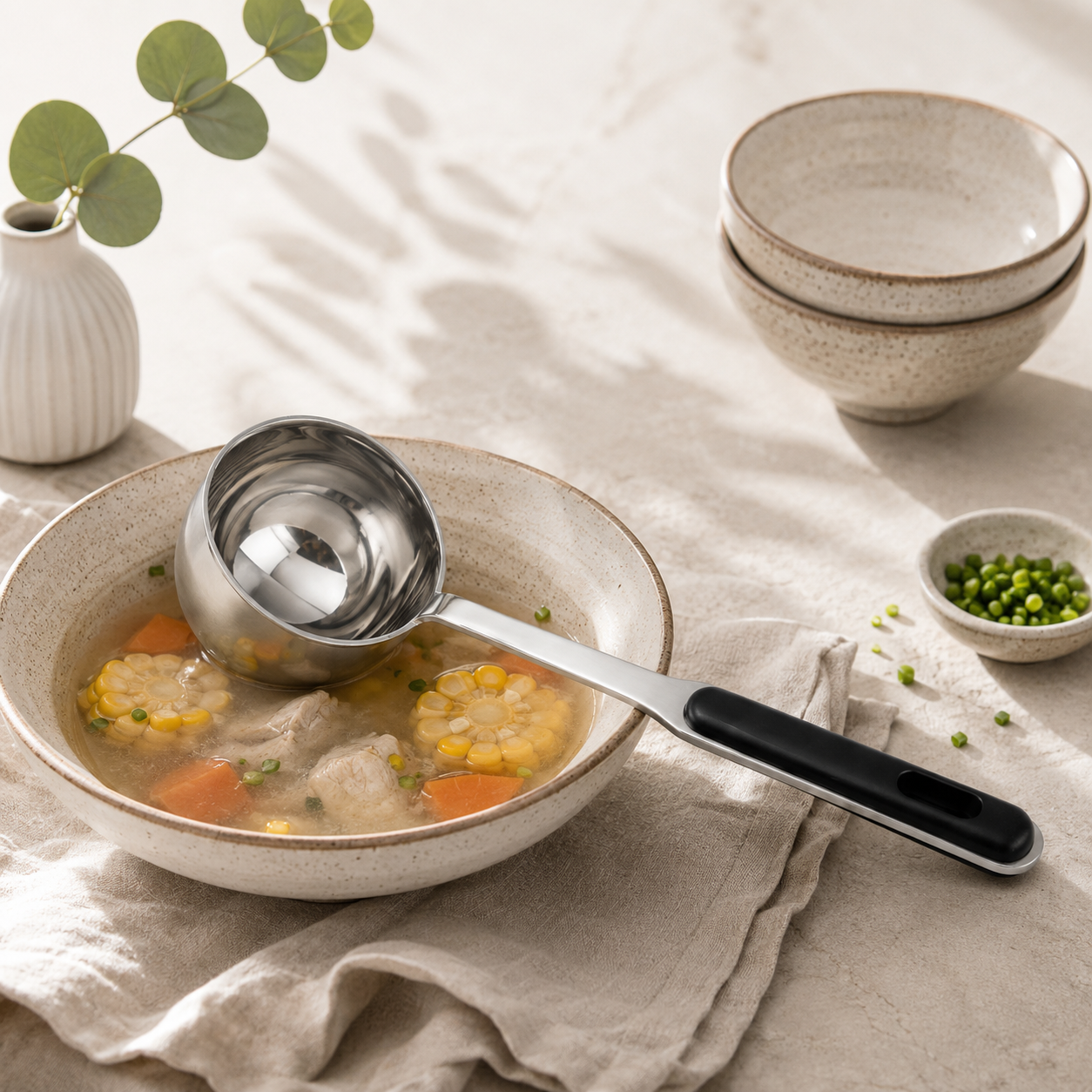 N.F Stainless Steel Silver Serving Cups With Black Handle