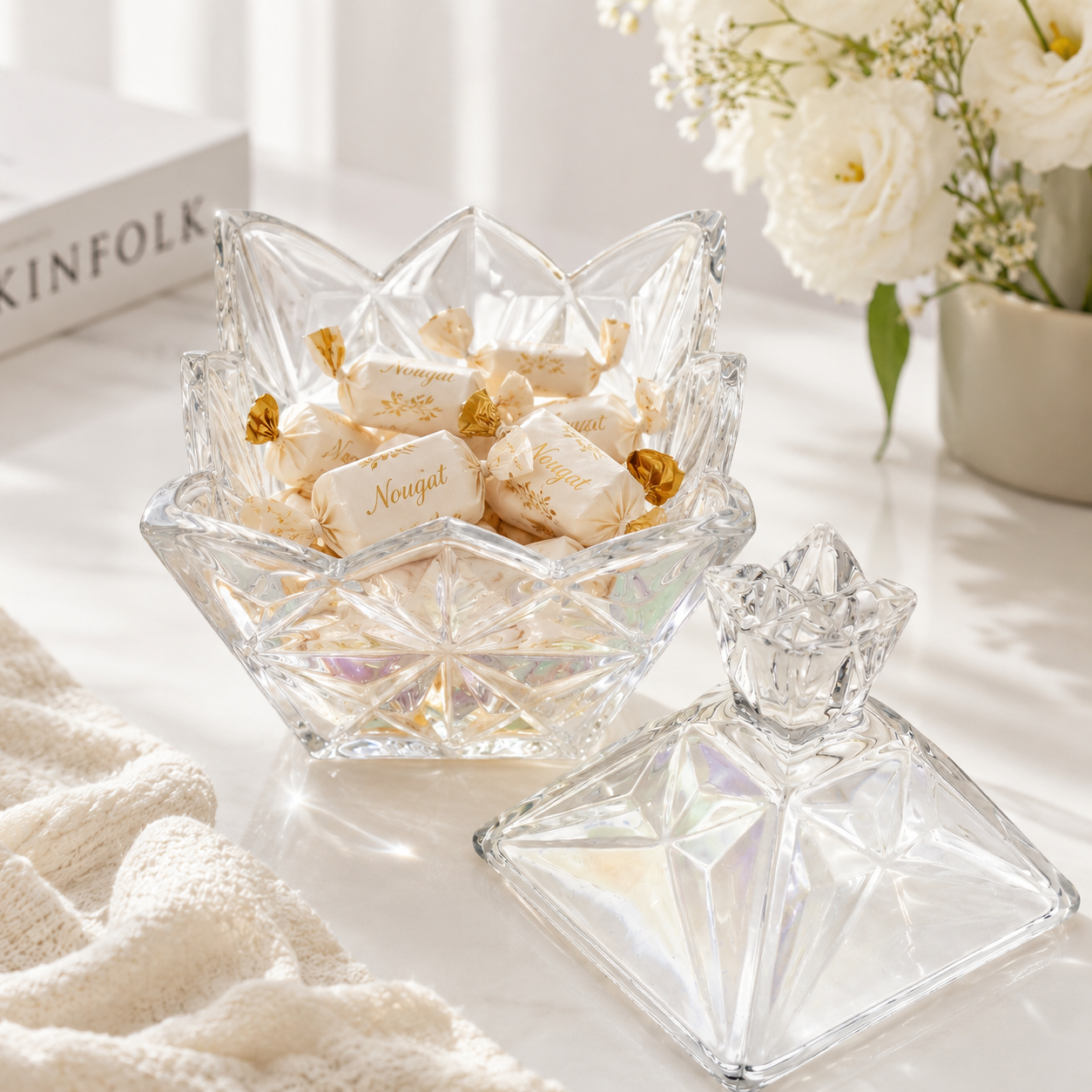 Delisoga Crystal Star Pattern Candy Bowl