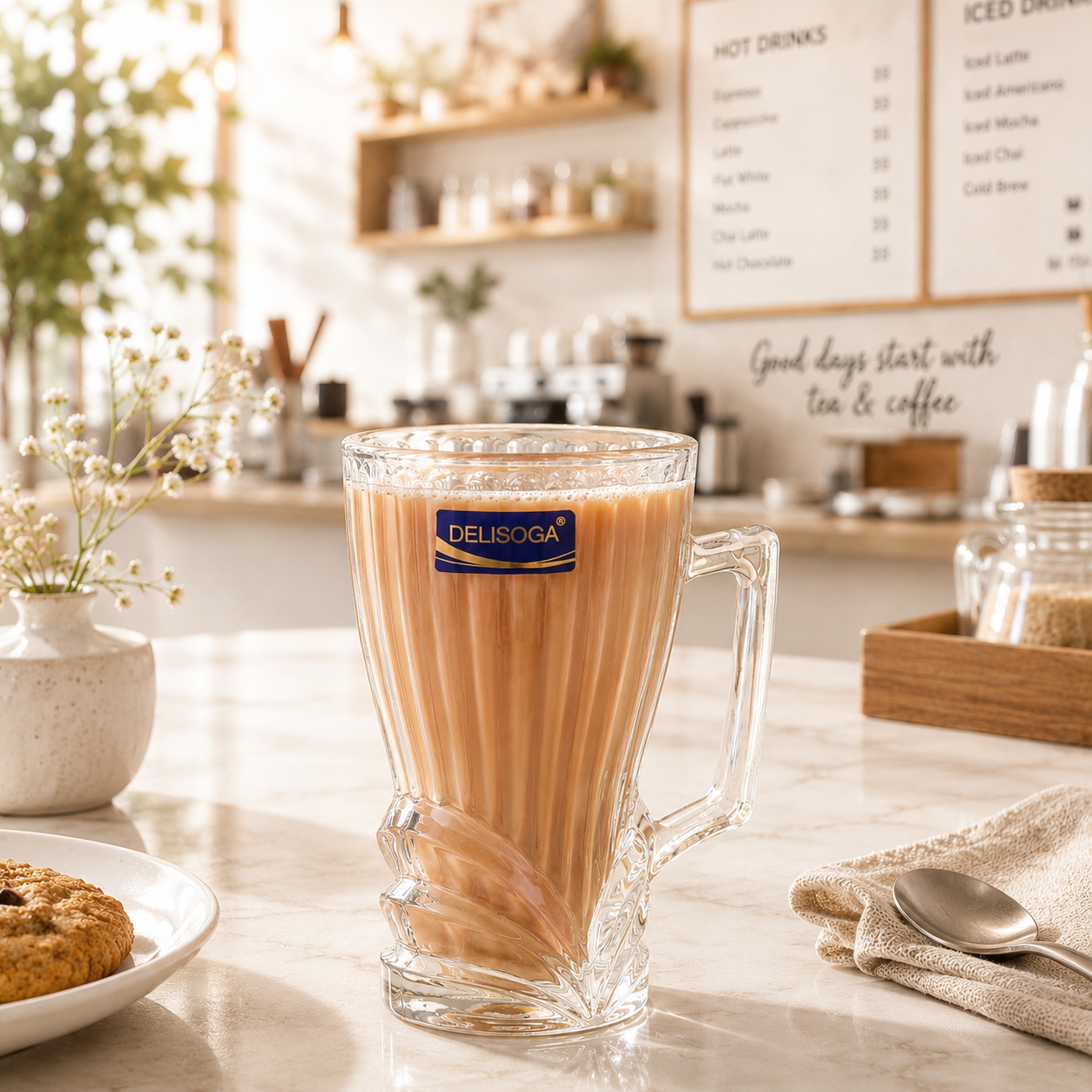 Delisoga 270 ml Glass Tea Cup