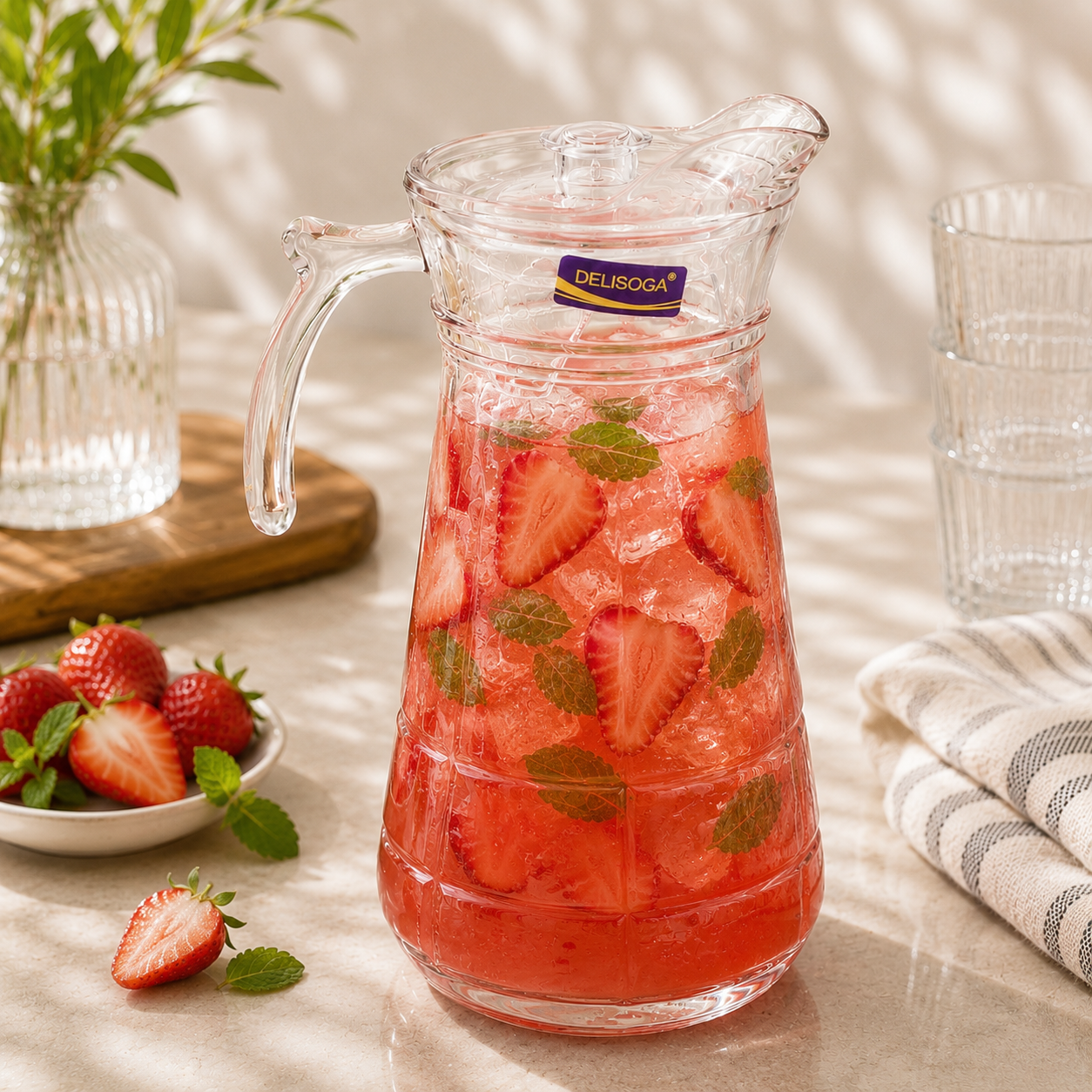 Delisoga 1.7-Liter Crystal Tapered Glass Jug