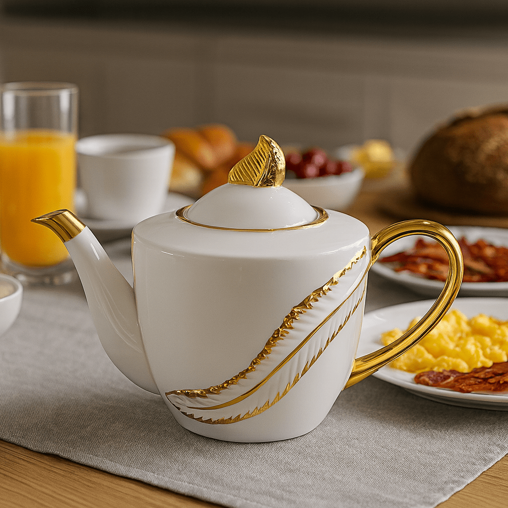 Fancy Gold Line 800 ml Ceramic Tea Pot