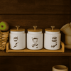 3-Piece Ceramic Spice Jar Set With Wood Lid