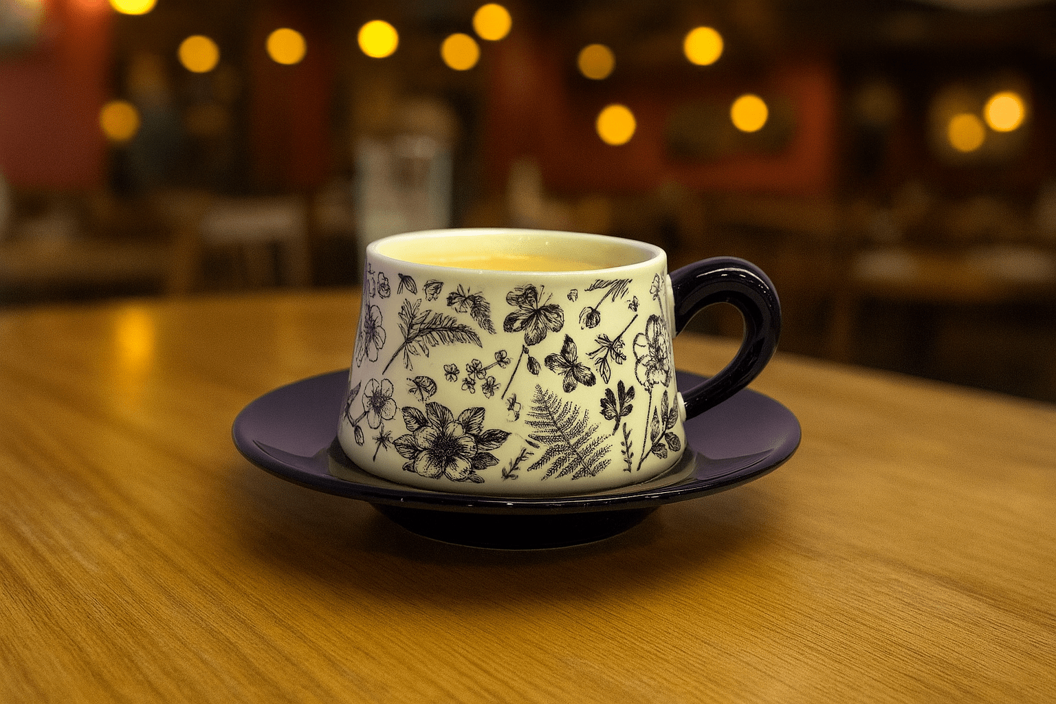 Single Ceramic Black Cup & Saucer With Gift Box