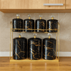 7-Piece Ceramic Black Marble Spice Jar Set