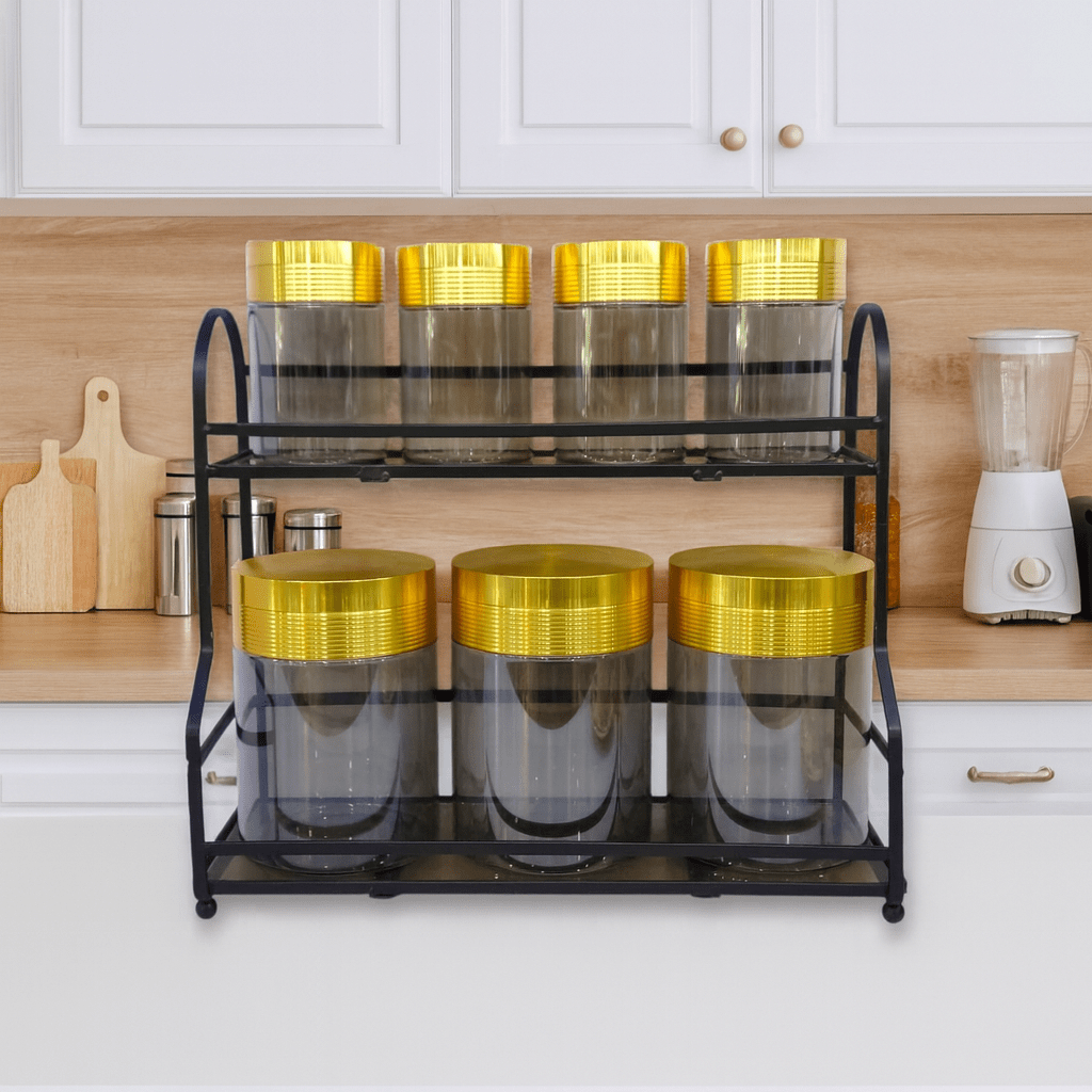 7-Piece Glass Spice Jar Set Transparent