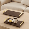 2-Piece Rectangular Long Wooden Tray Set