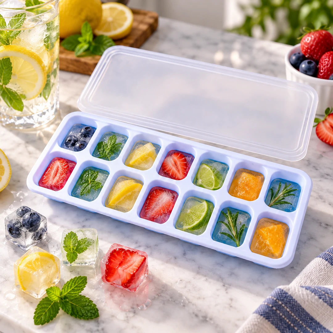 BEST Silicone Ice Cube Tray - 9.5-Inch | Blue & Green