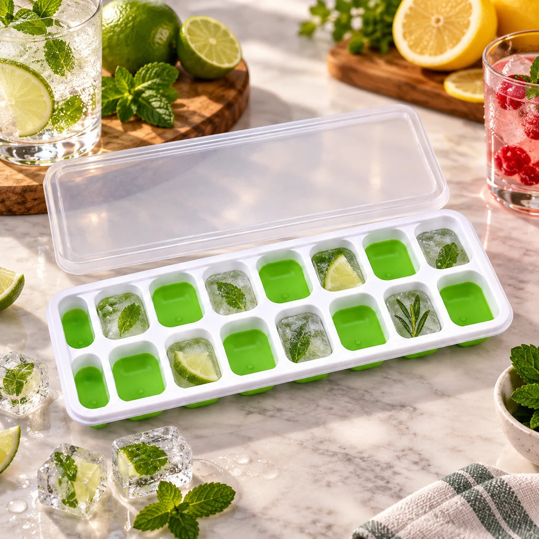 BEST Silicone Ice Cube Tray - 9.5-Inch | Blue & Green