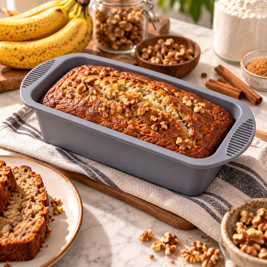 BEST Silicone Loaf Pan 10.5-Inch | Grey & Pink