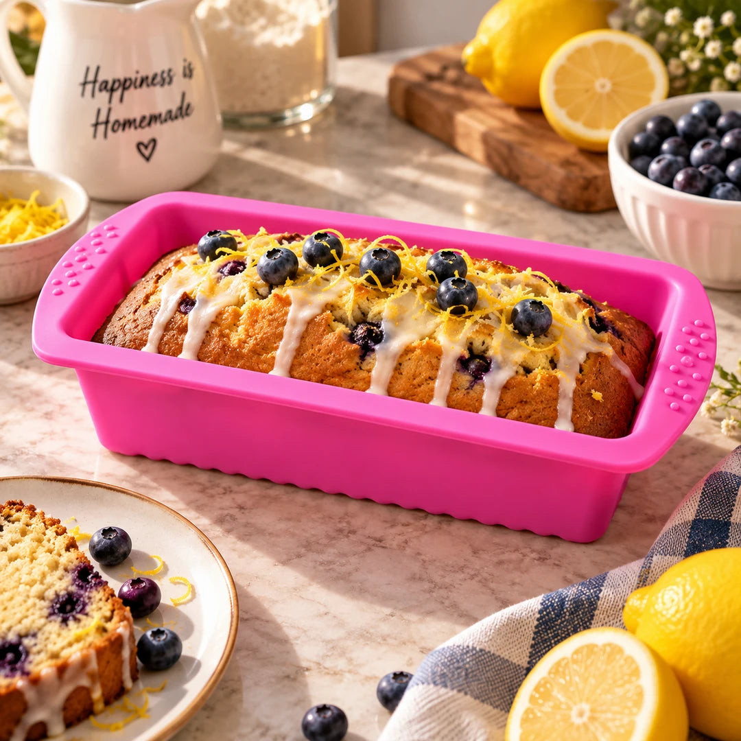 BEST Silicone Loaf Pan 10.5-Inch | Grey & Pink