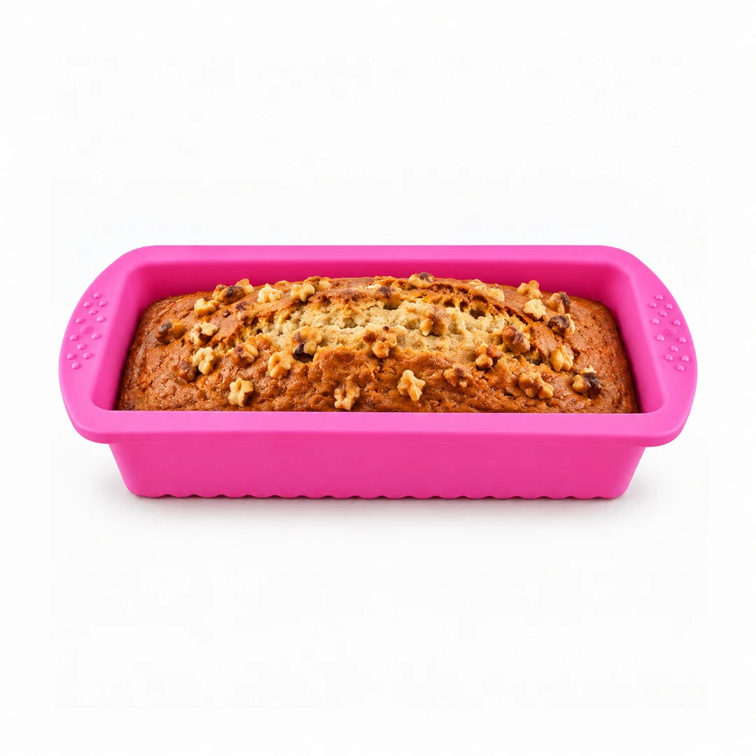 BEST Silicone Loaf Pan 10.5-Inch | Grey & Pink