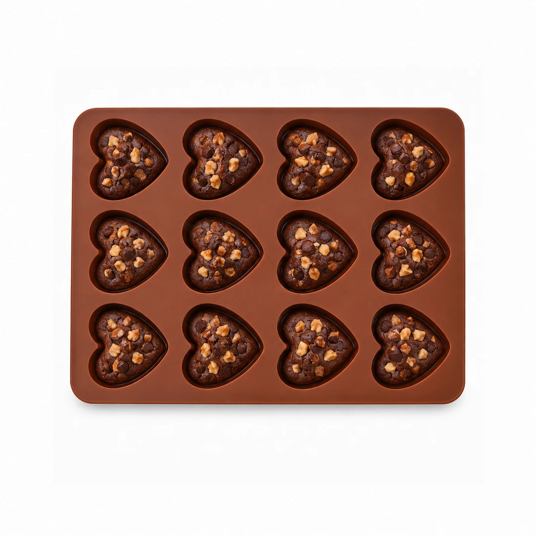 BEST Silicone Muffin Tray 12-Cup | White, Blue & Brown