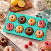 BEST Silicone Muffin Tray - 8 Cup | Green, Brown & Pink