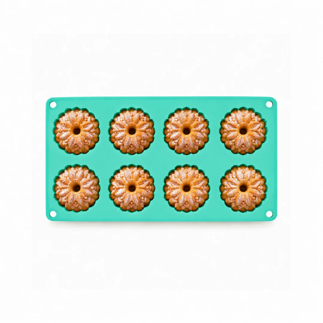 BEST Silicone Muffin Tray - 8 Cup | Green, Brown & Pink